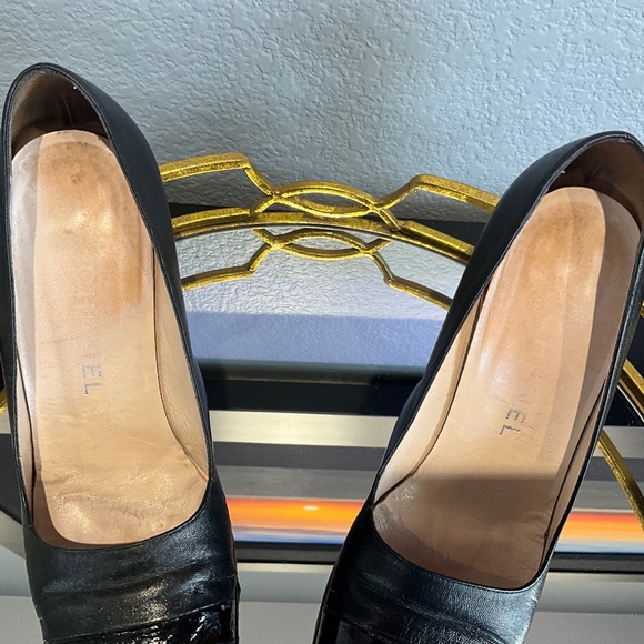 Vintage Y2K Authentic Chanel Square Toe Cylinder Heel Black Pumps Damaged 9B - Picture 5 of 14